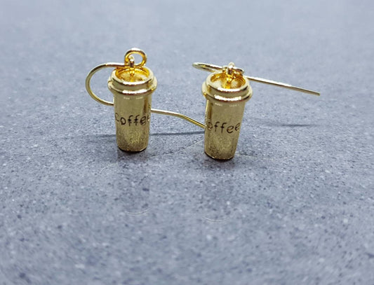 18k Gold Plated Coffee Cup Earrings