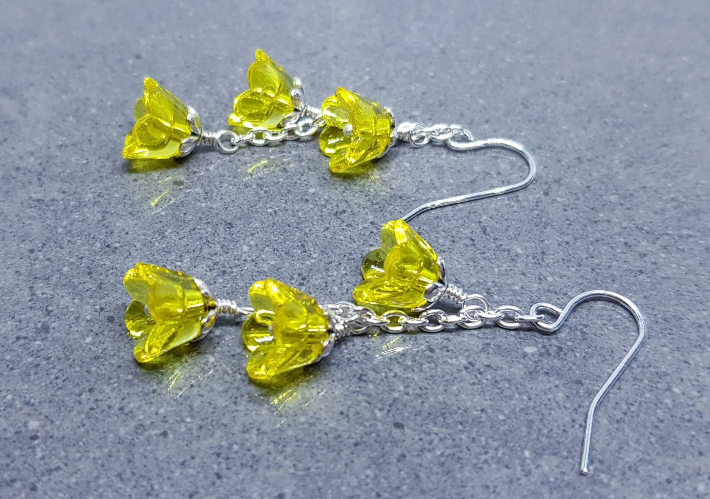 Flower Earrings, Hypoallergenic Ear Wires, Yellow Earrings, Boho Jewelry, Simple Vintage Earrings