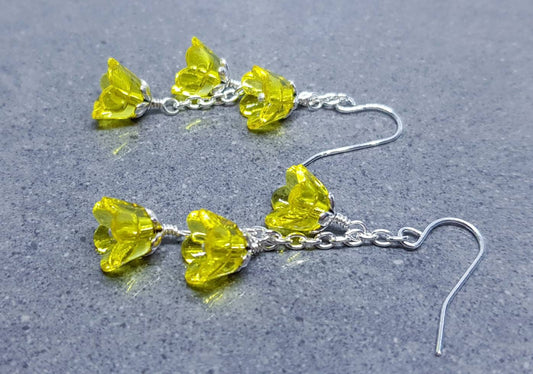 Flower Earrings, Hypoallergenic Ear Wires, Yellow Earrings, Boho Jewelry, Simple Vintage Earrings