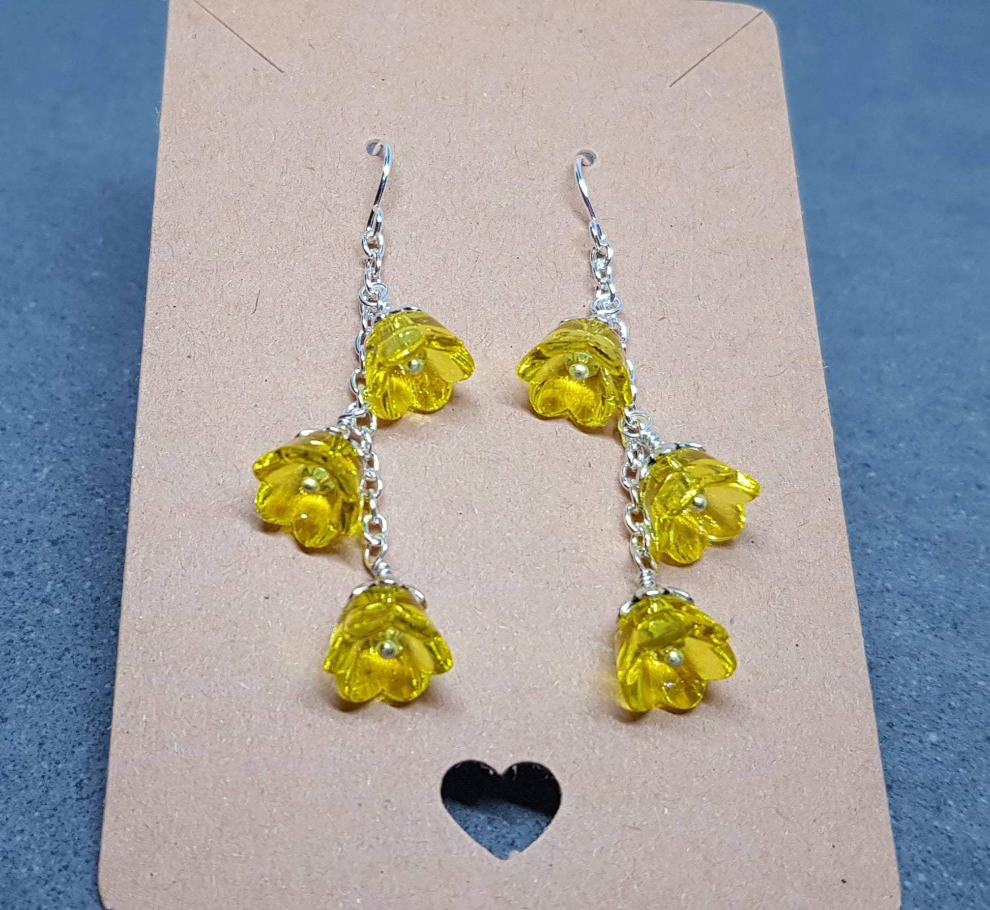 Flower Earrings, Hypoallergenic Ear Wires, Yellow Earrings, Boho Jewelry, Simple Vintage Earrings