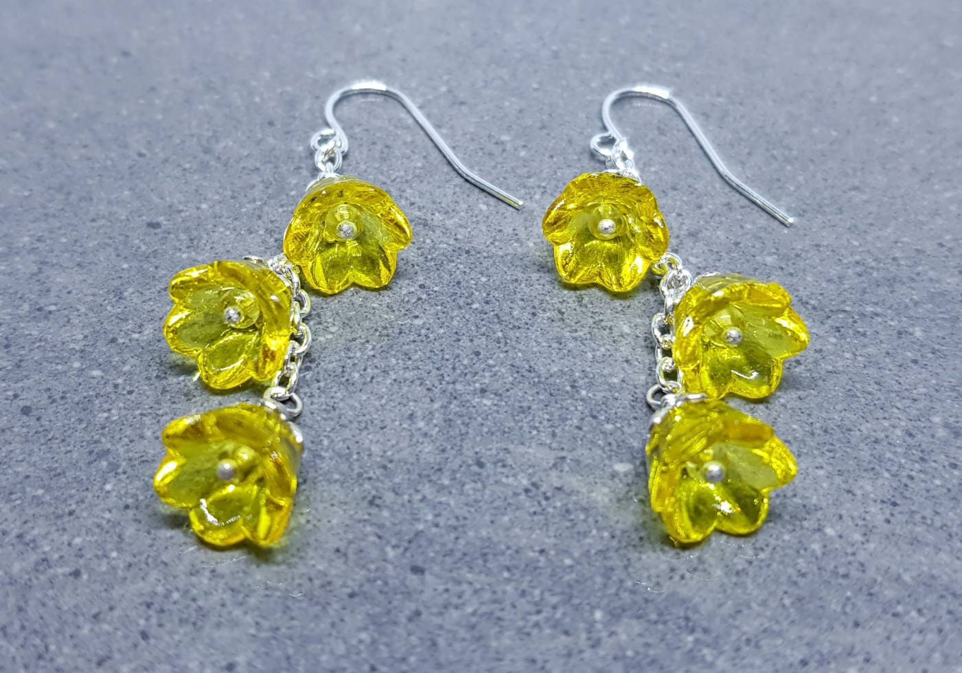 Flower Earrings, Hypoallergenic Ear Wires, Yellow Earrings, Boho Jewelry, Simple Vintage Earrings