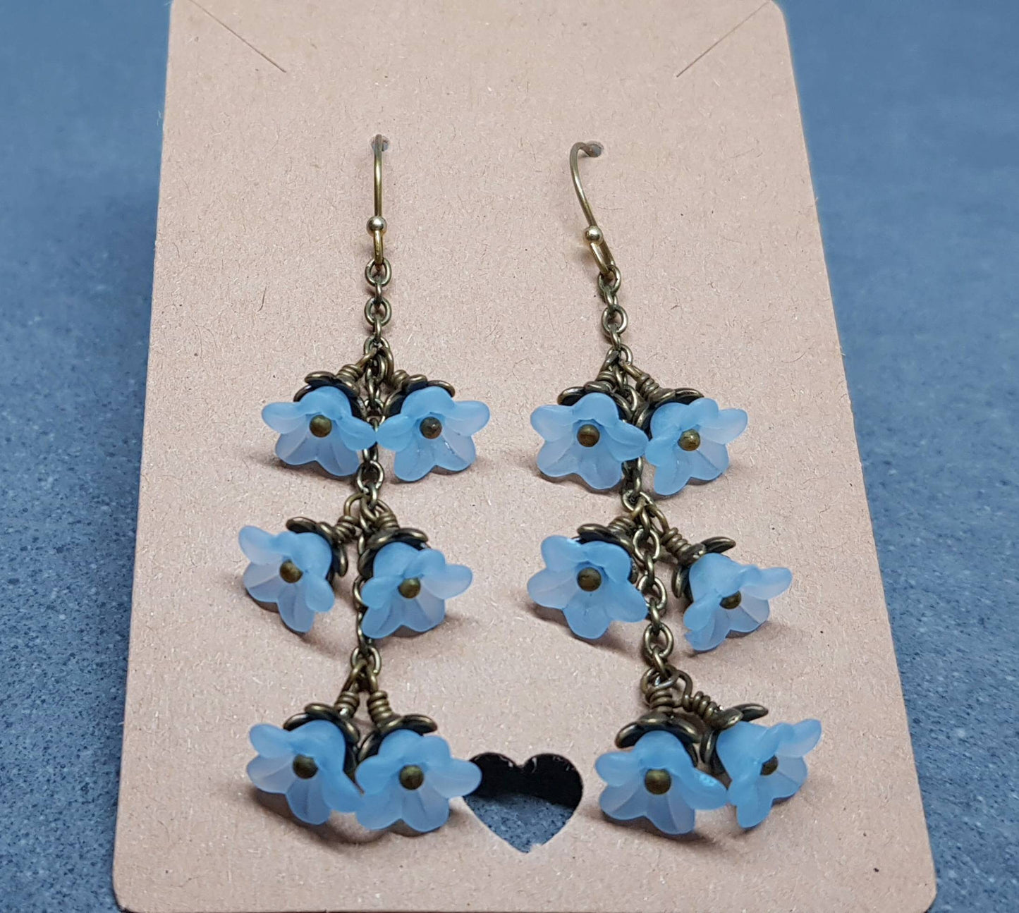 Flower Earrings, Hypoallergenic Ear Wires, Pale Blue Earrings, Boho Jewelry, Simple Vintage Earrings