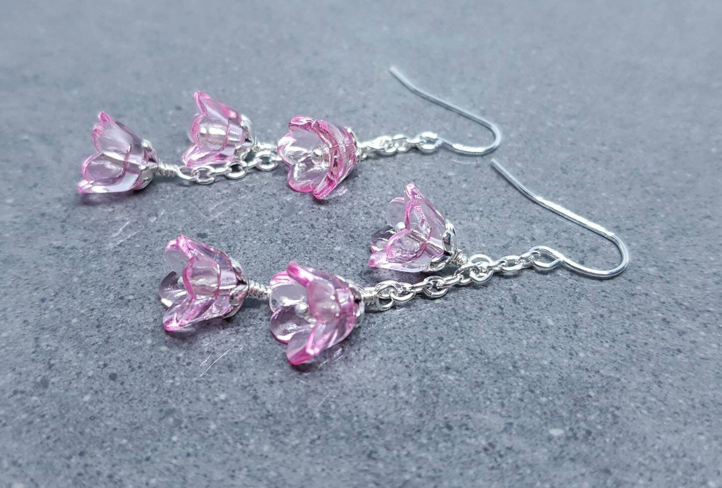 Flower Earrings, Hypoallergenic Ear Wires, pink Earrings, Boho Jewelry, Simple Vintage Earrings