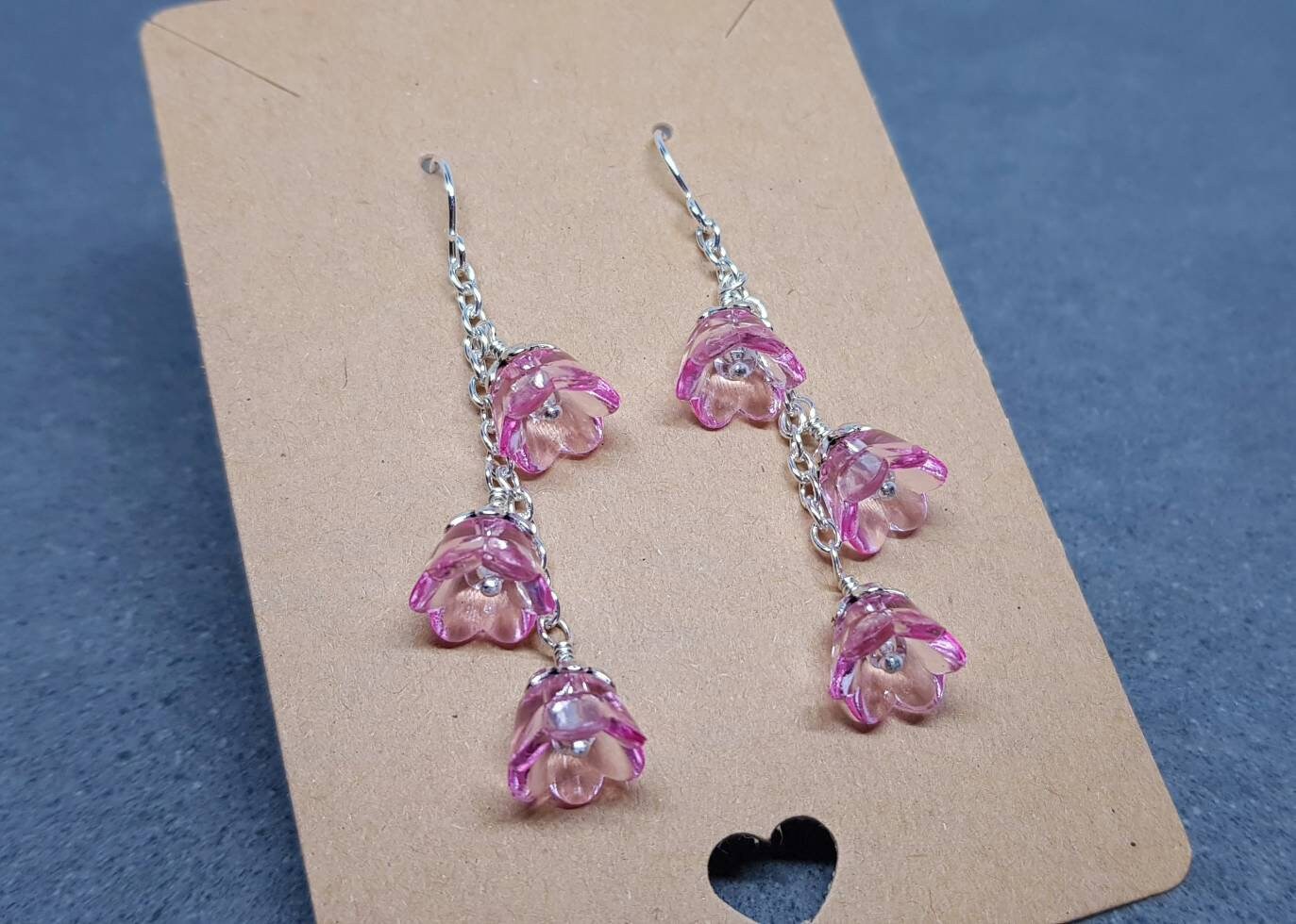 Flower Earrings, Hypoallergenic Ear Wires, pink Earrings, Boho Jewelry, Simple Vintage Earrings