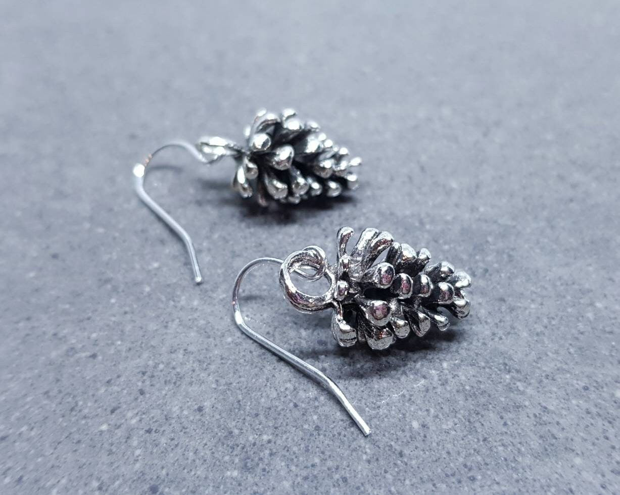 Silver Pinecone Earrings