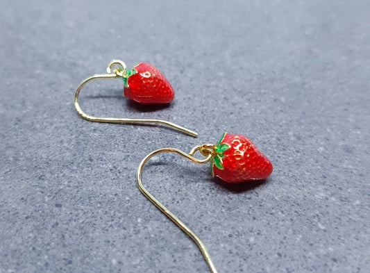 18K Gold Plated Strawberry Earrings