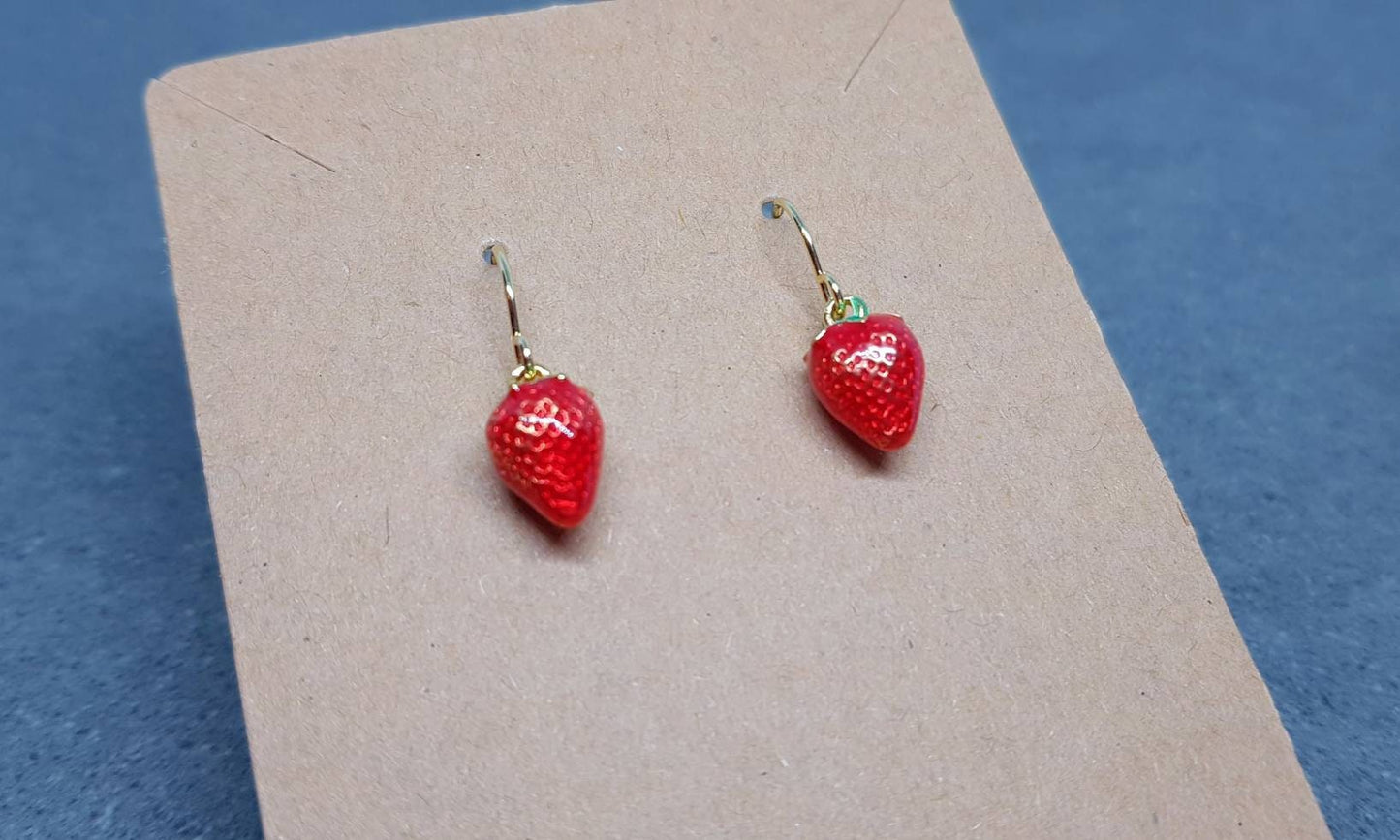 18K Gold Plated Strawberry Earrings