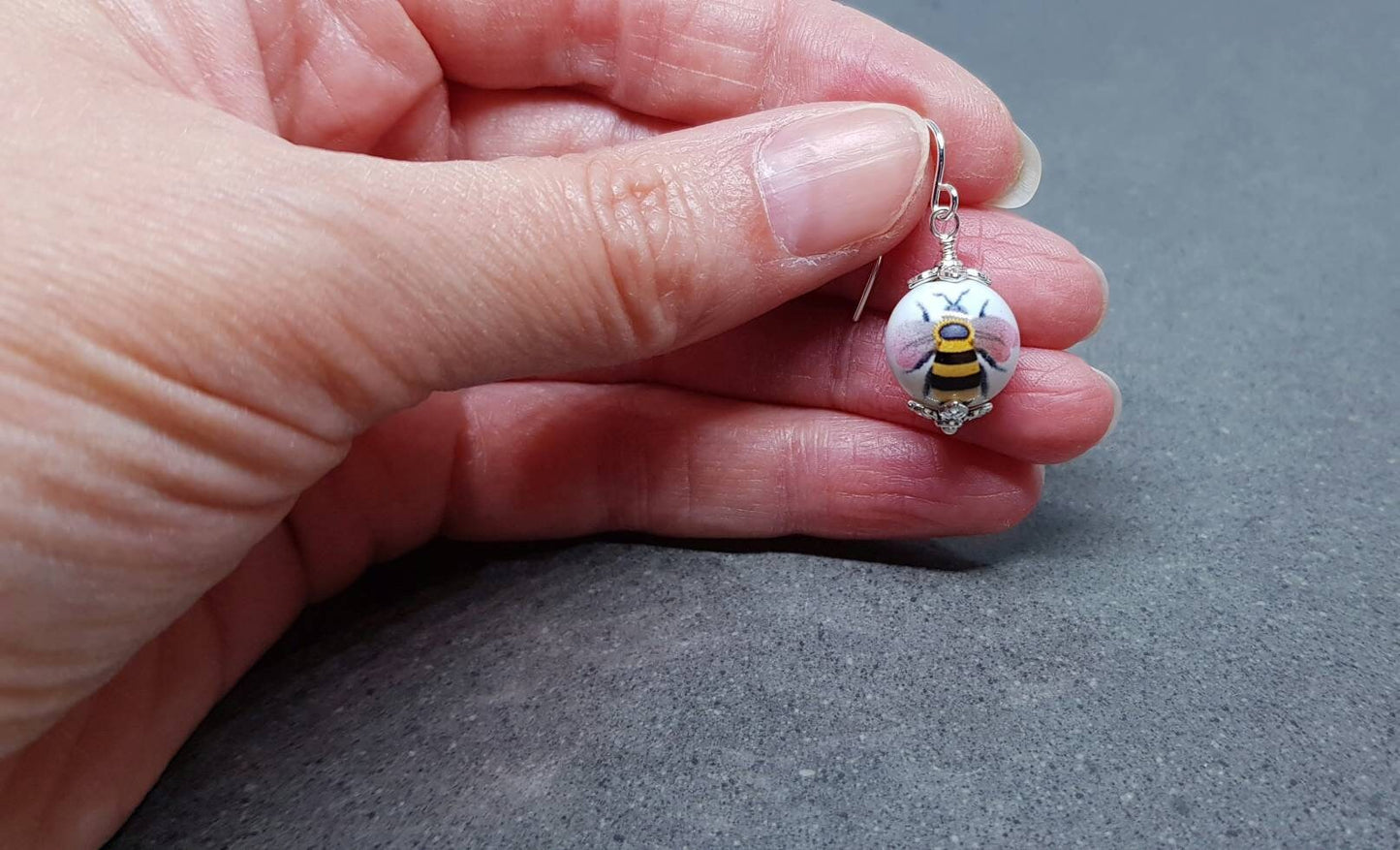 Ceramic Bead Bee Earrings