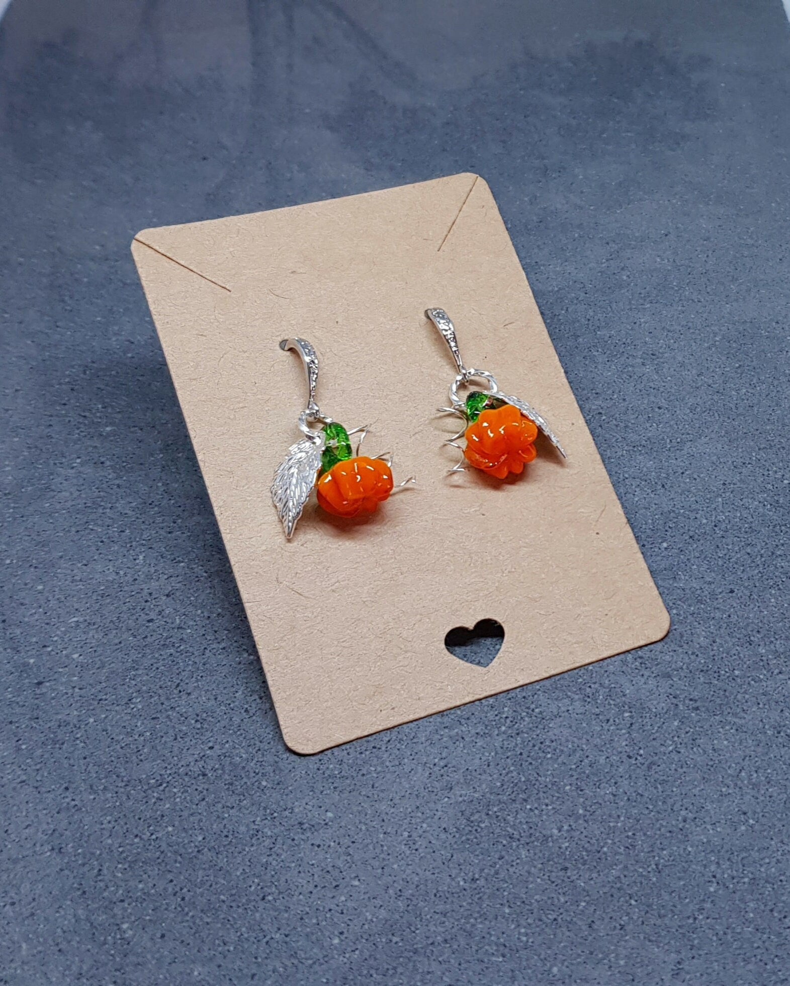 Glass Pumpkin Earrings, Hypoallergenic Ear Wires, Orange Earrings, Glass Jewelry, Autumn Earrings, Fall Halloween, Thanksgiving