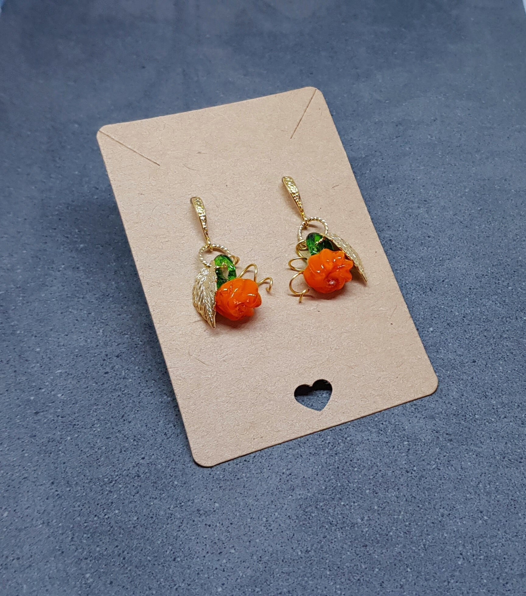 Glass Pumpkin Earrings, Hypoallergenic Ear Wires, Orange Earrings, Glass Jewelry, Autumn Earrings, Fall Halloween, Thanksgiving