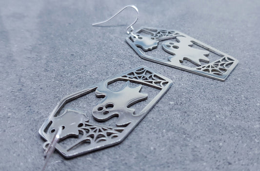 Stainless Steel Ghost Coffin Earrings