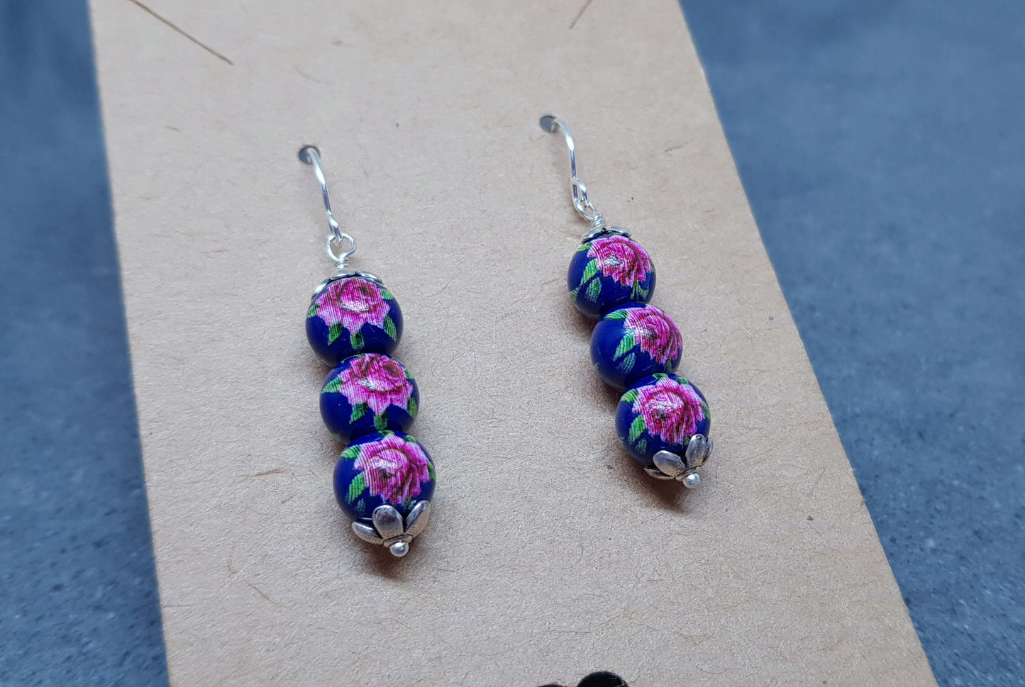 Royal Blue Glass Pearl Earrings