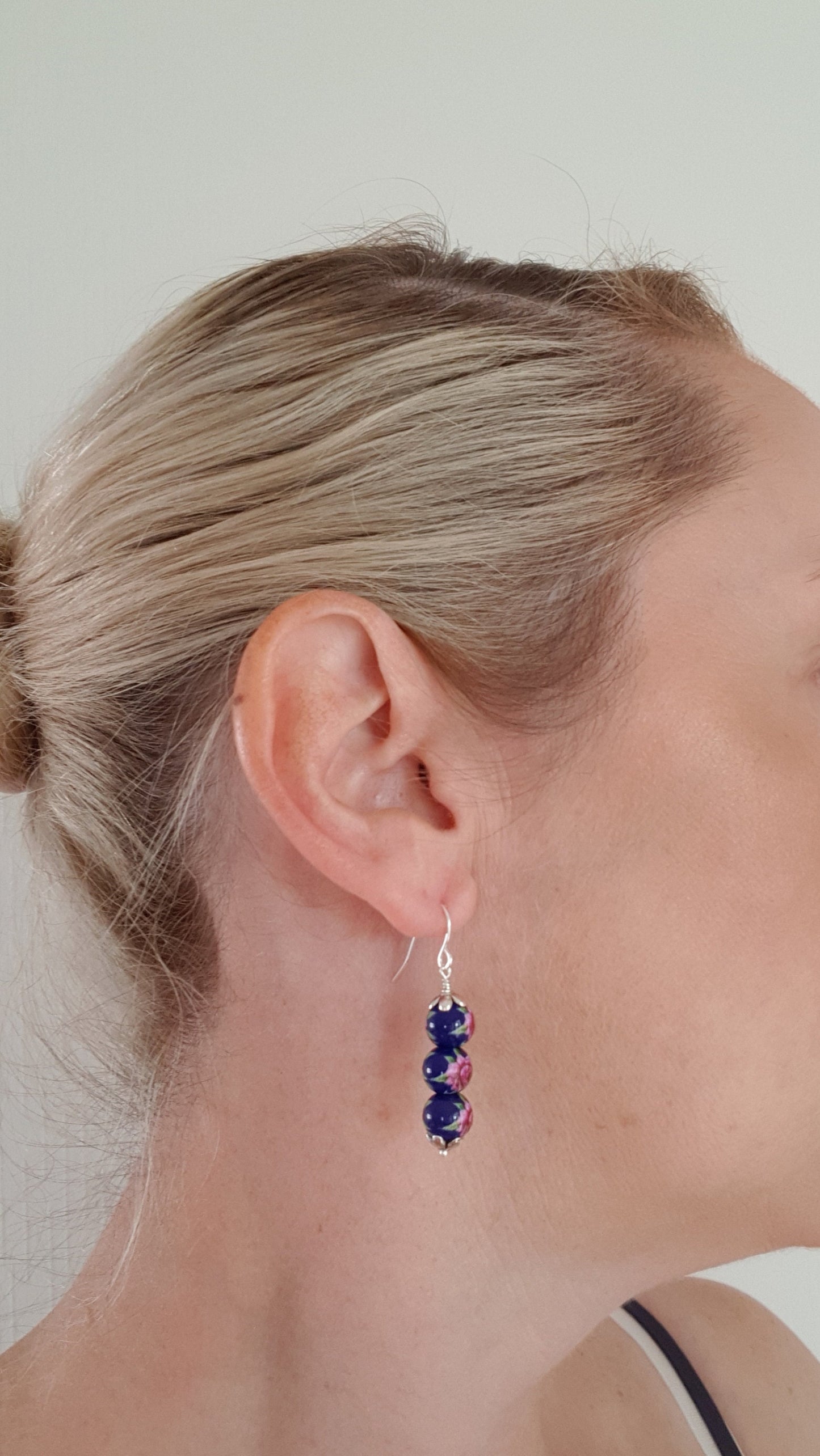 Royal Blue Glass Pearl Earrings