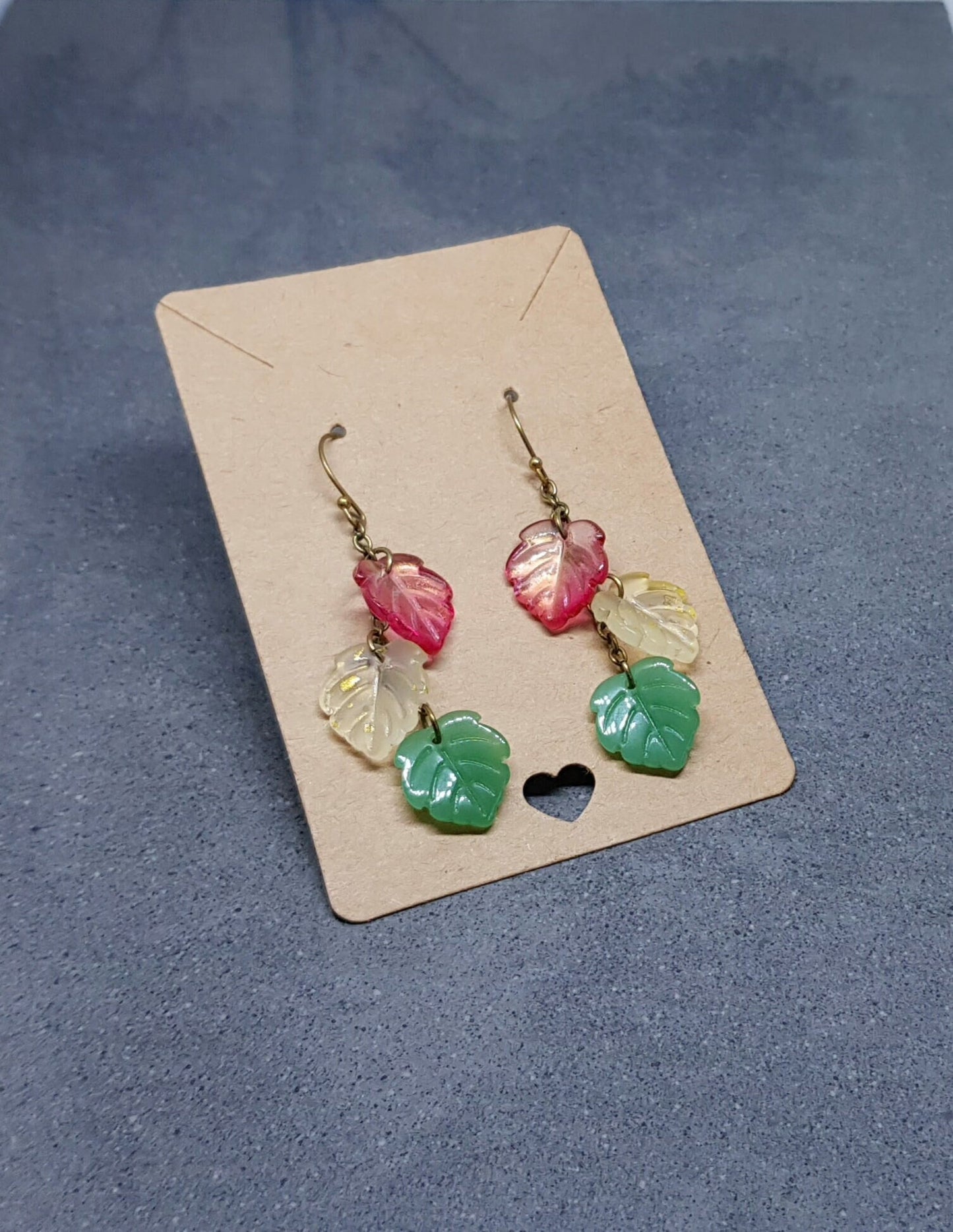 Glass Leaf Earrings