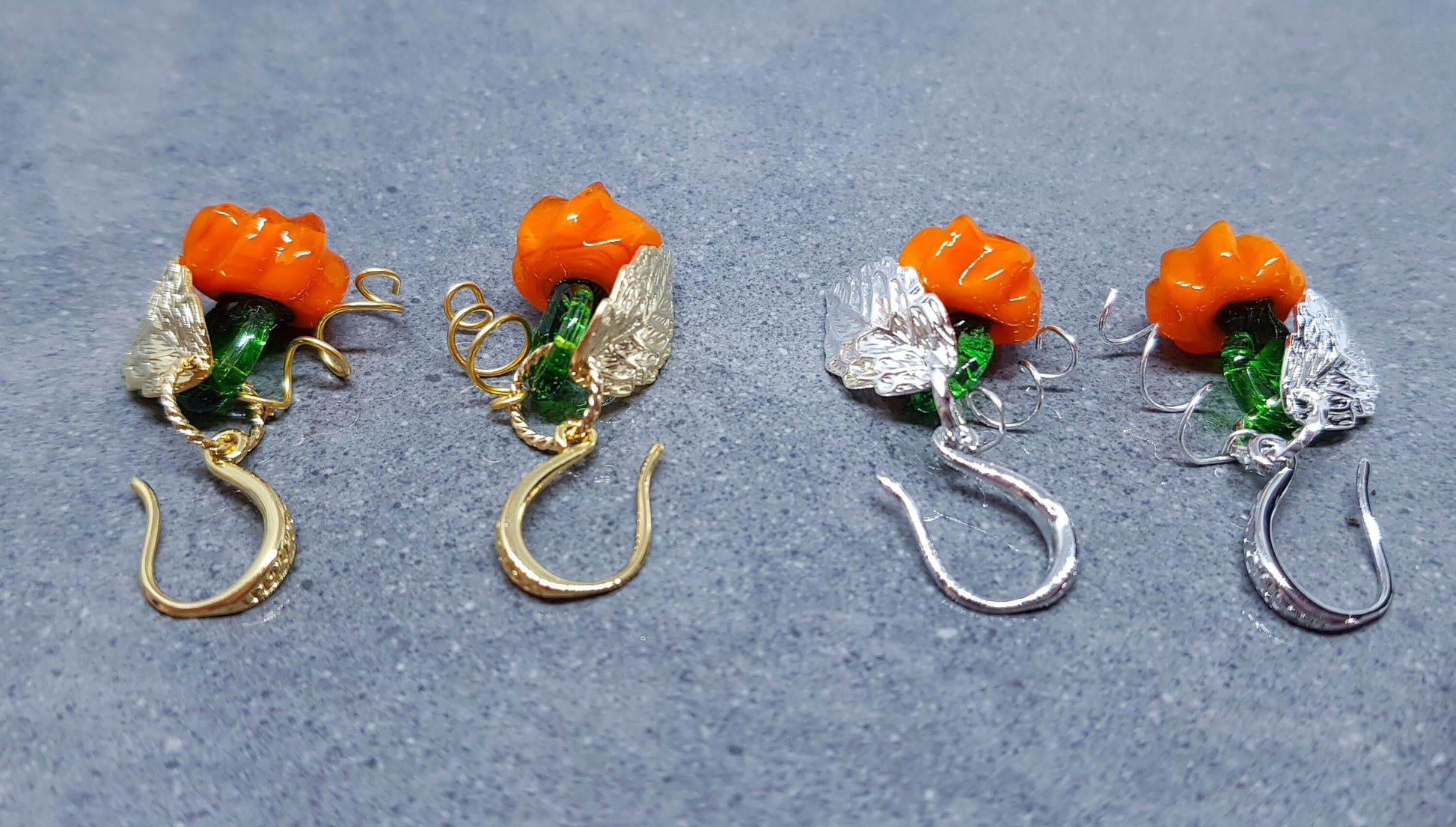 Glass Pumpkin Earrings, Hypoallergenic Ear Wires, Orange Earrings, Glass Jewelry, Autumn Earrings, Fall Halloween, Thanksgiving