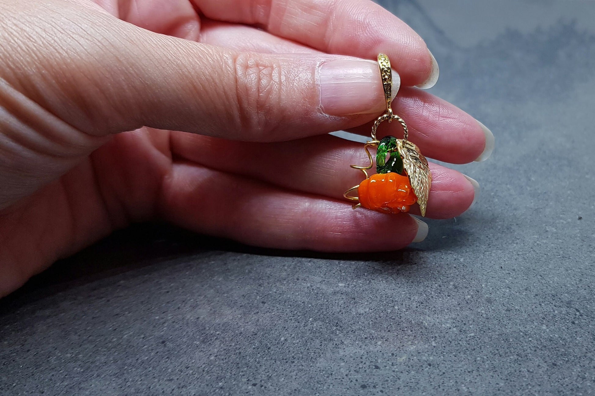 Glass Pumpkin Earrings, Hypoallergenic Ear Wires, Orange Earrings, Glass Jewelry, Autumn Earrings, Fall Halloween, Thanksgiving