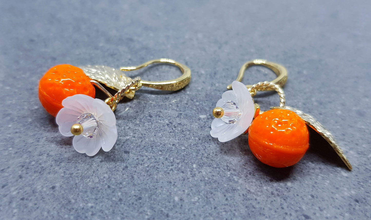 PRIMERO Crystals® Glass Orange Fruit Earrings