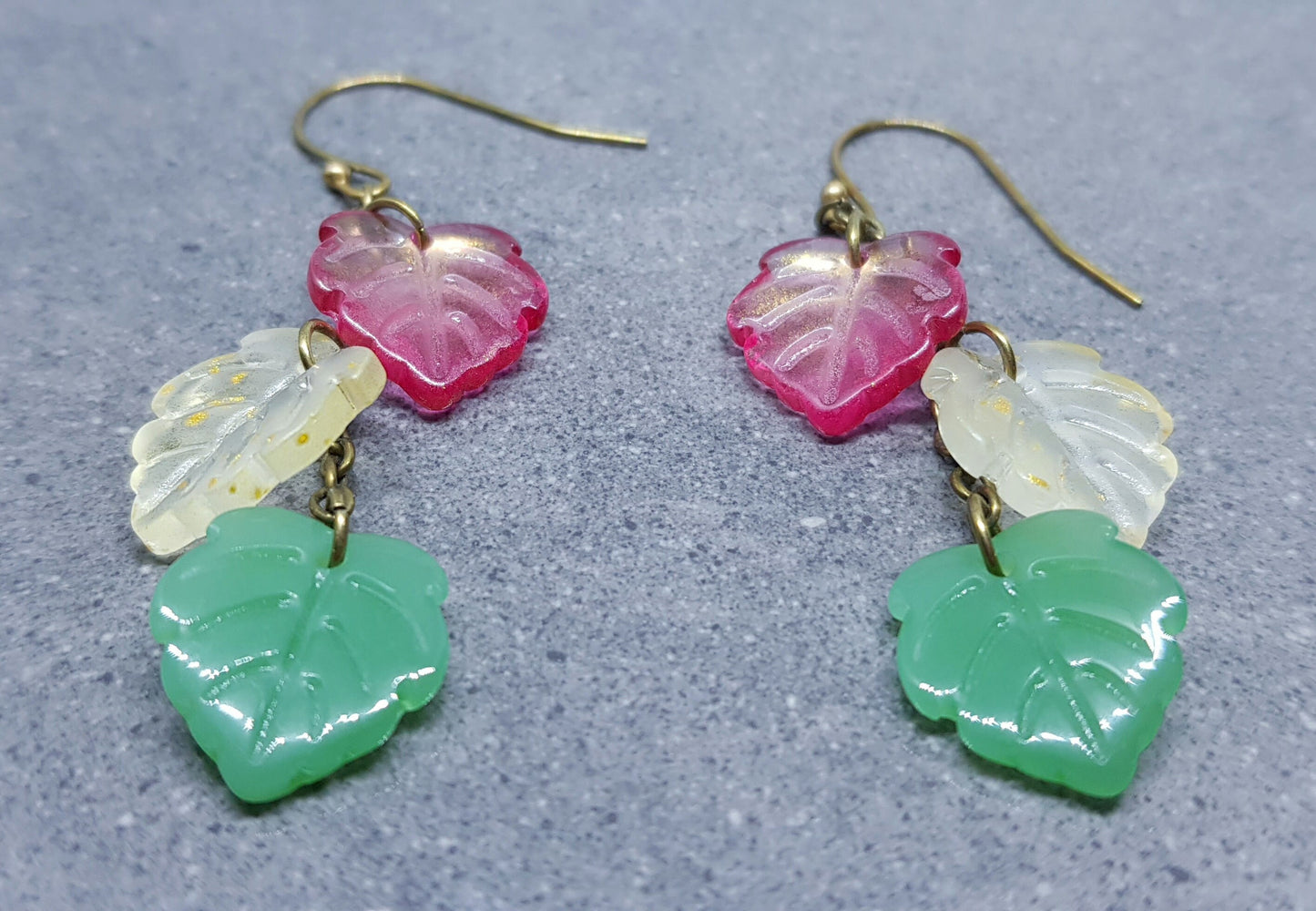 Glass Leaf Earrings