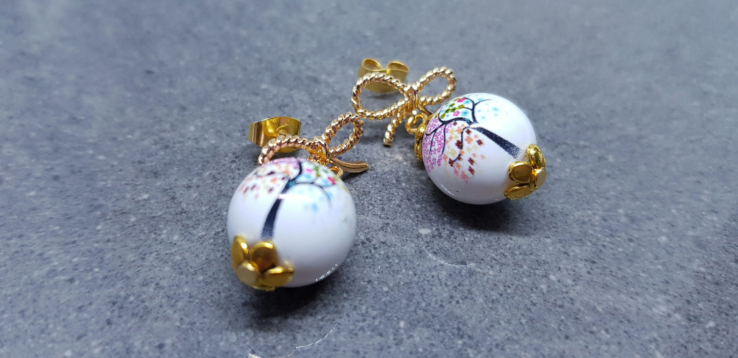 Glass Tree Pearl Earrings