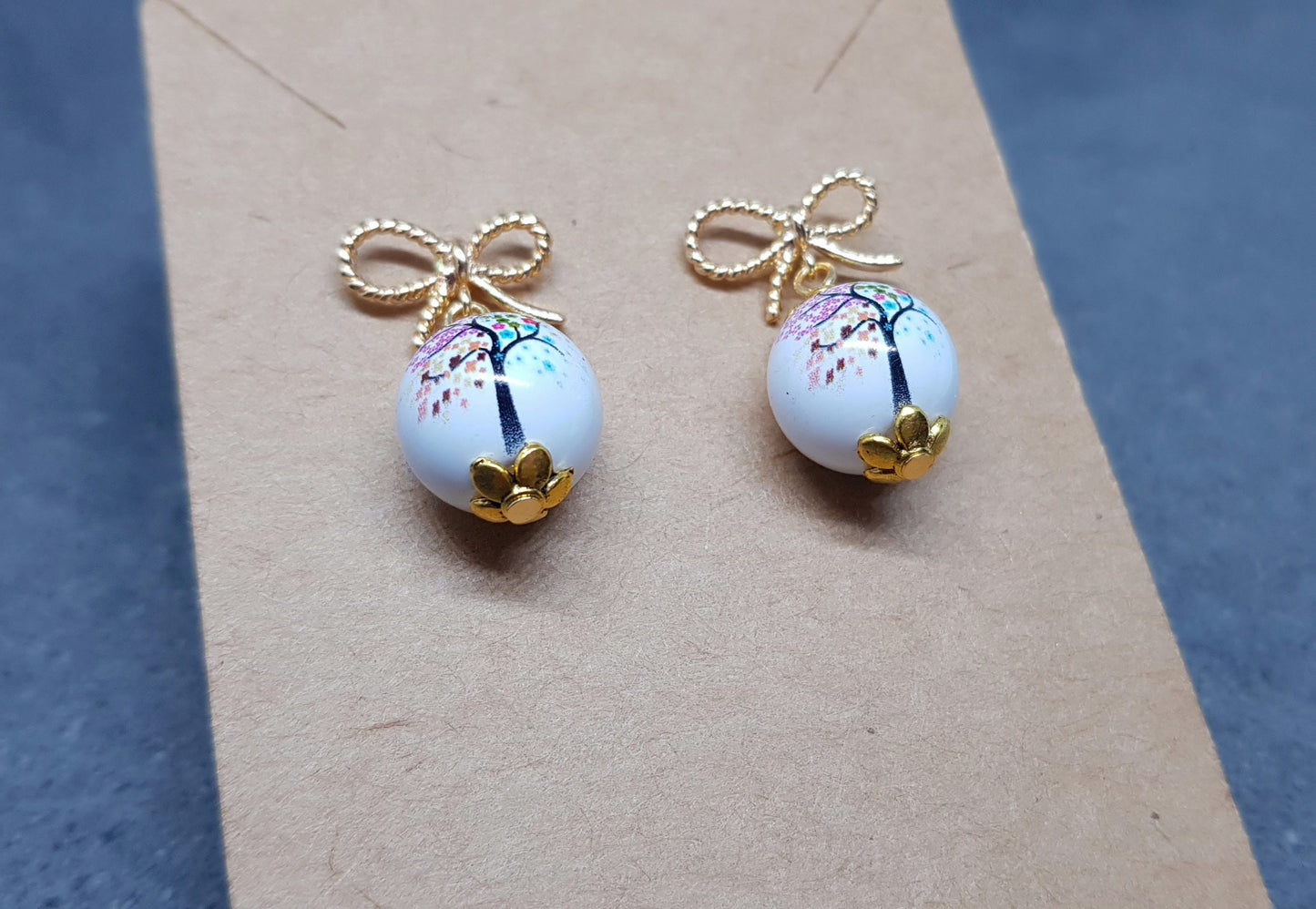 Glass Tree Pearl Earrings