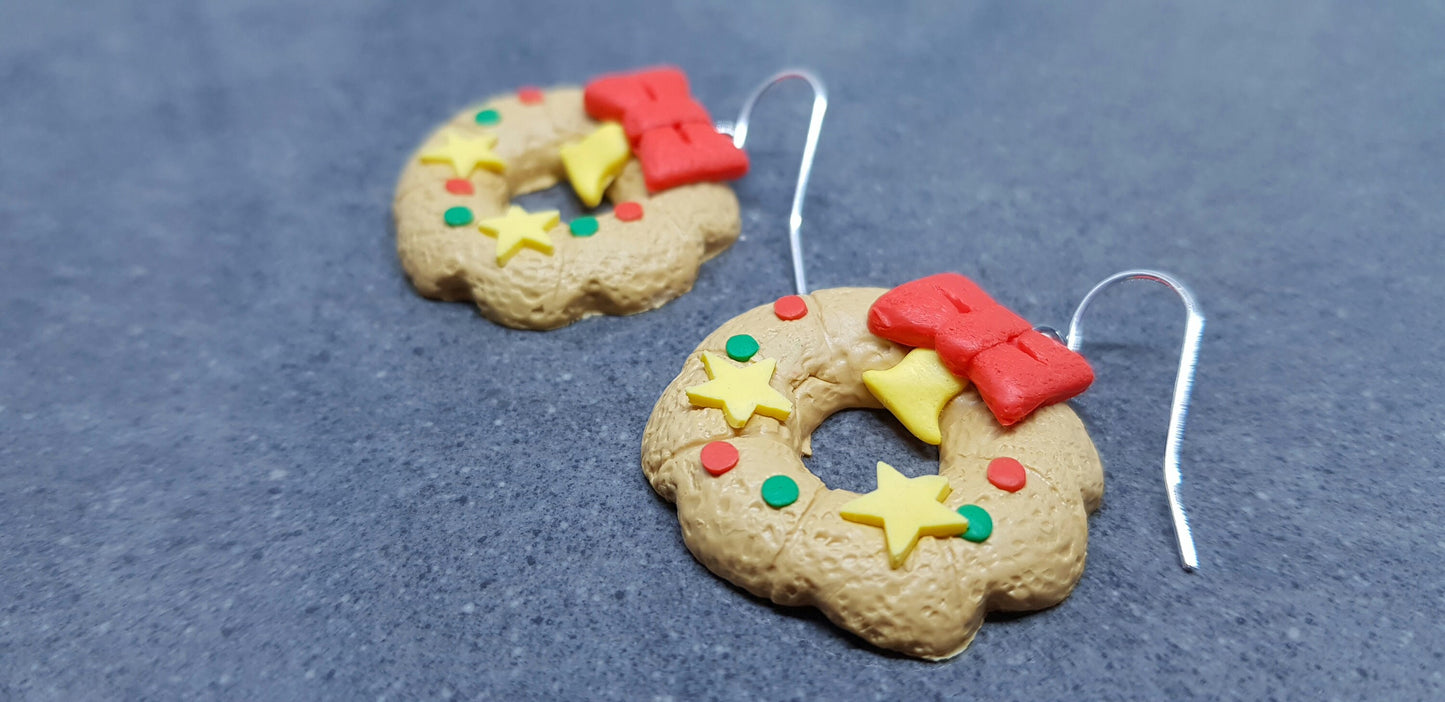 Christmas Cookie Wreath Earrings