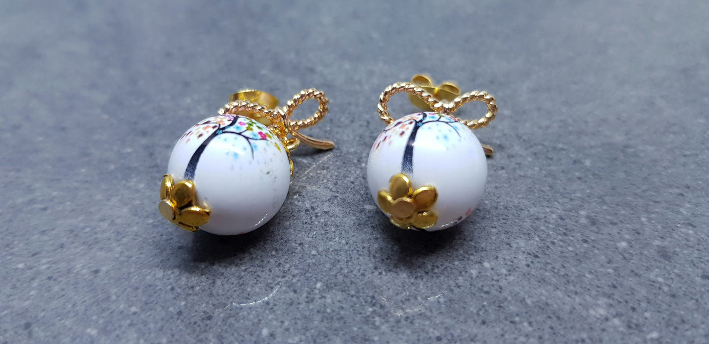 Glass Tree Pearl Earrings