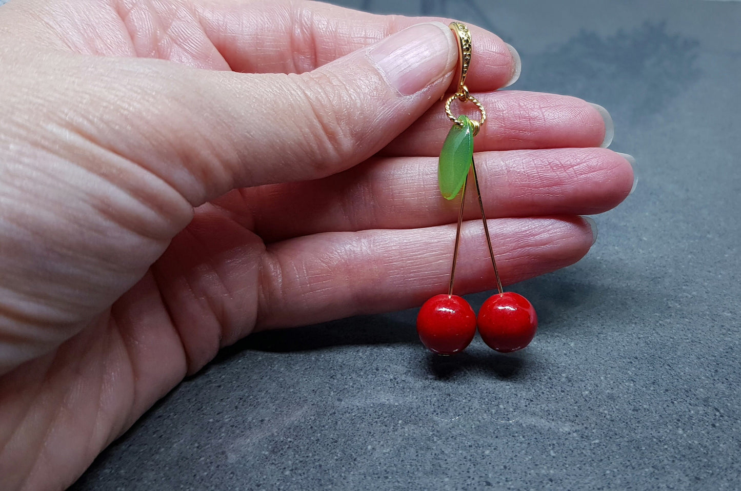 Glass Cherry Earrings