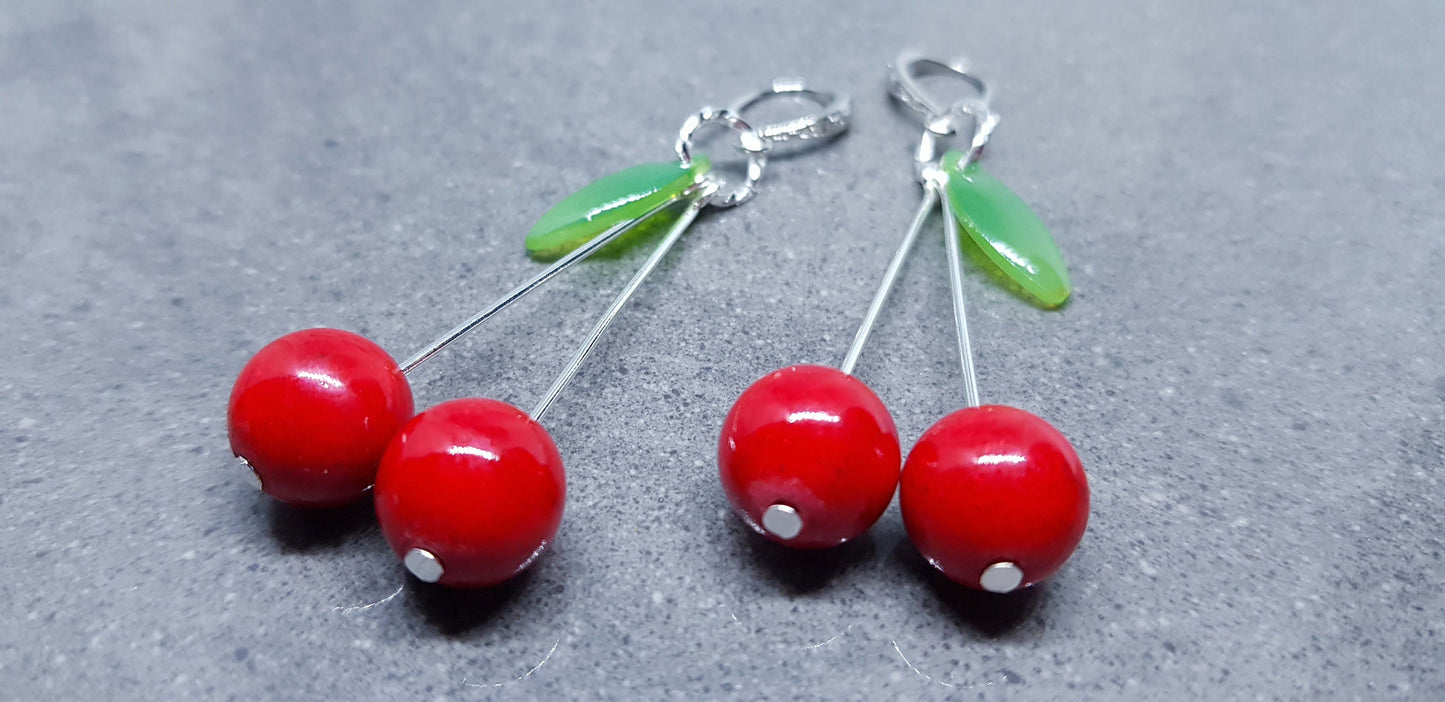 Glass Cherry Earrings