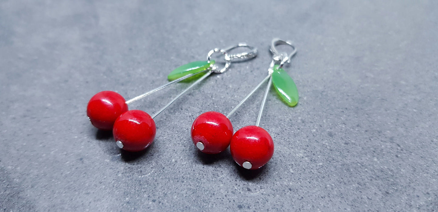 Glass Cherry Earrings