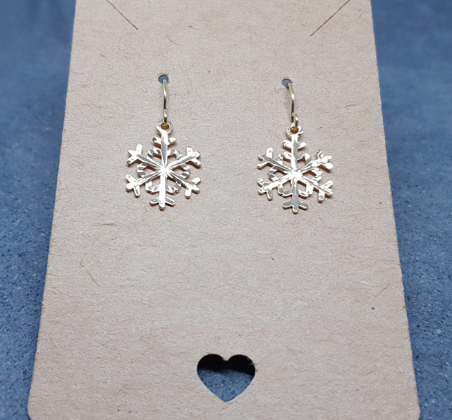 Snowflake Earrings, Hypoallergenic Ear Wires, Gold Snowflake Earrings, Christmas Earrings, Brass Earrings, Festive Earrings