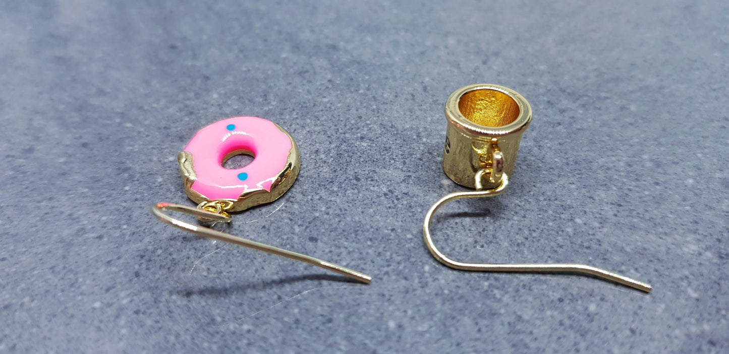 Coffee Cup and Donut Earrings