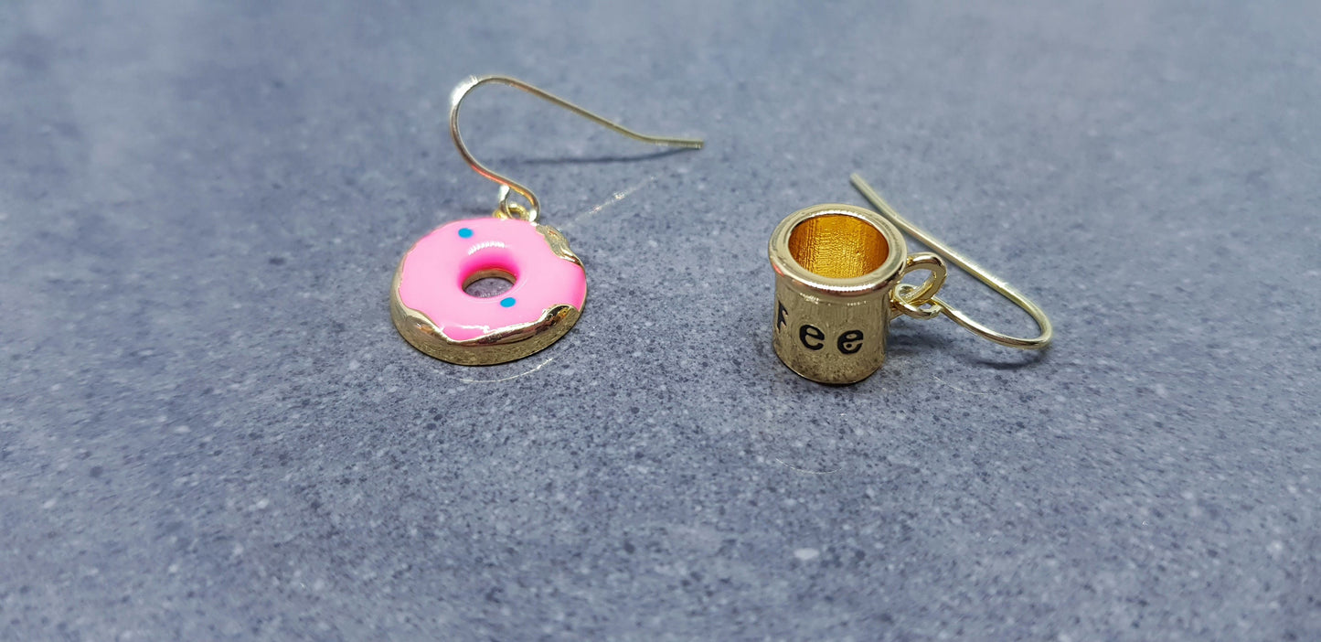 Coffee Cup and Donut Earrings