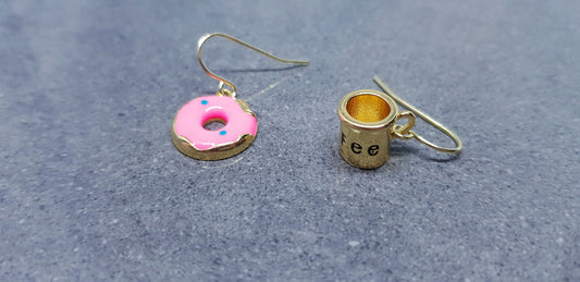 Coffee Cup and Donut Earrings