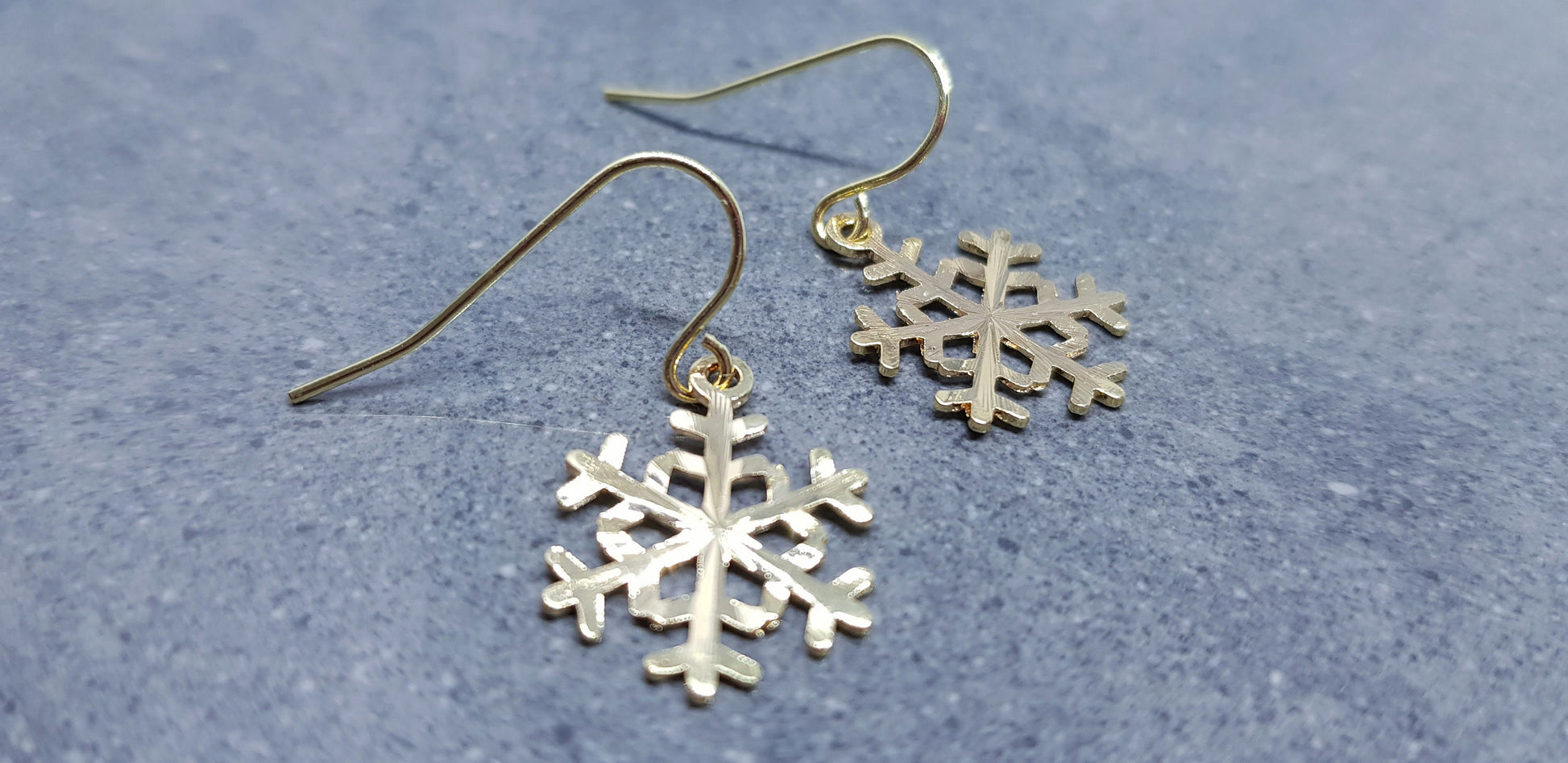 Snowflake Earrings, Hypoallergenic Ear Wires, Gold Snowflake Earrings, Christmas Earrings, Brass Earrings, Festive Earrings