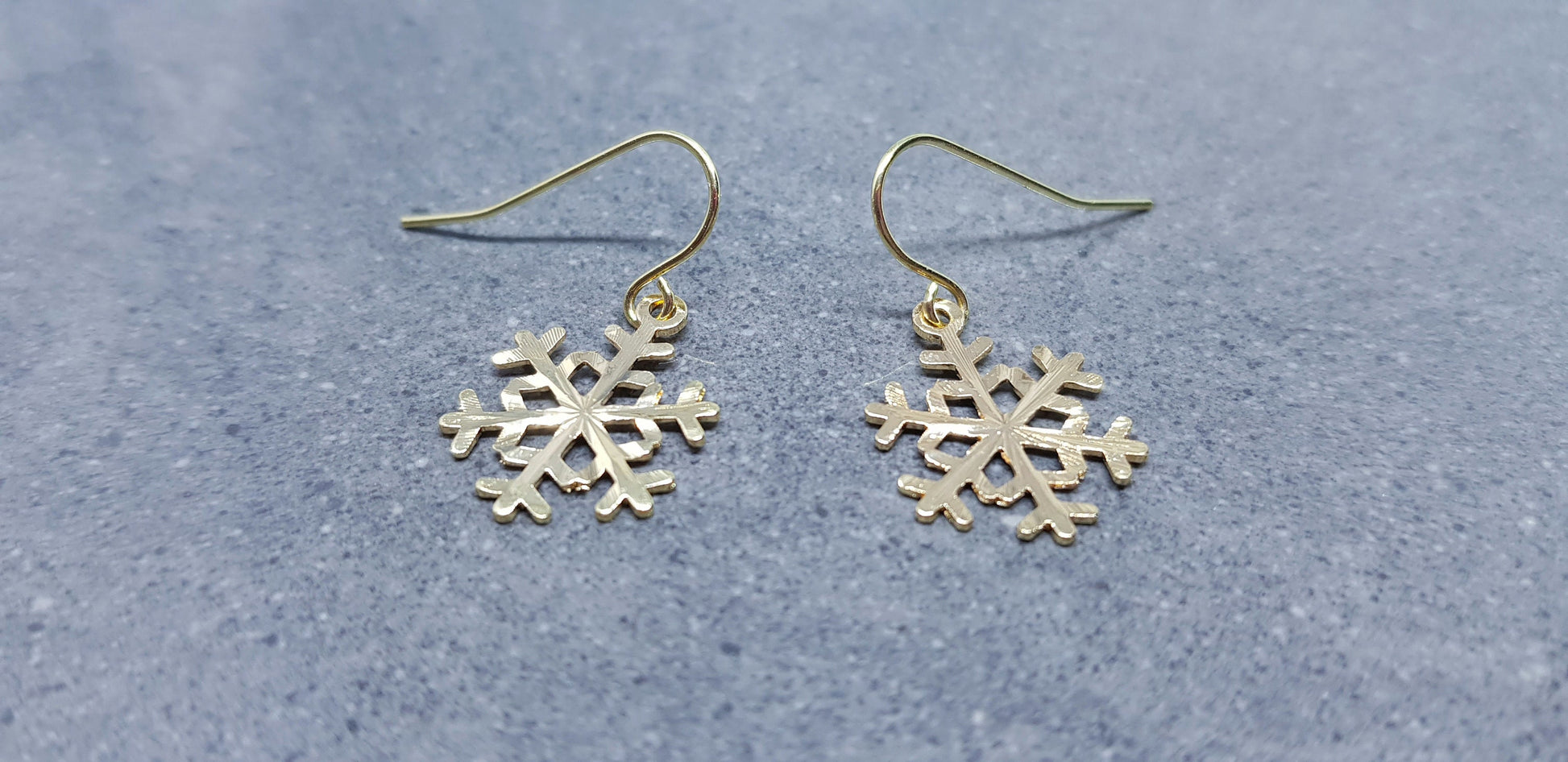 Snowflake Earrings, Hypoallergenic Ear Wires, Gold Snowflake Earrings, Christmas Earrings, Brass Earrings, Festive Earrings