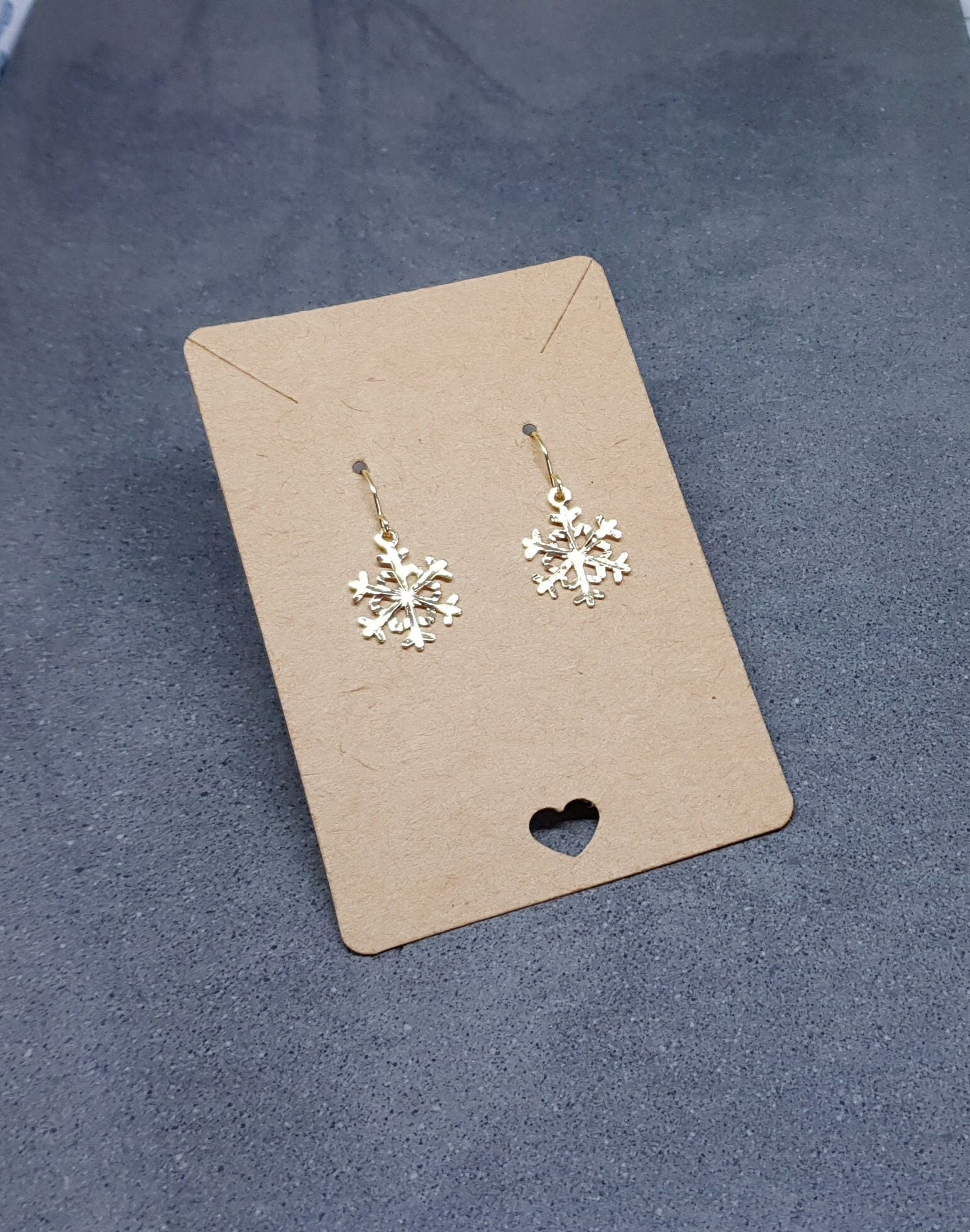 Snowflake Earrings, Hypoallergenic Ear Wires, Gold Snowflake Earrings, Christmas Earrings, Brass Earrings, Festive Earrings