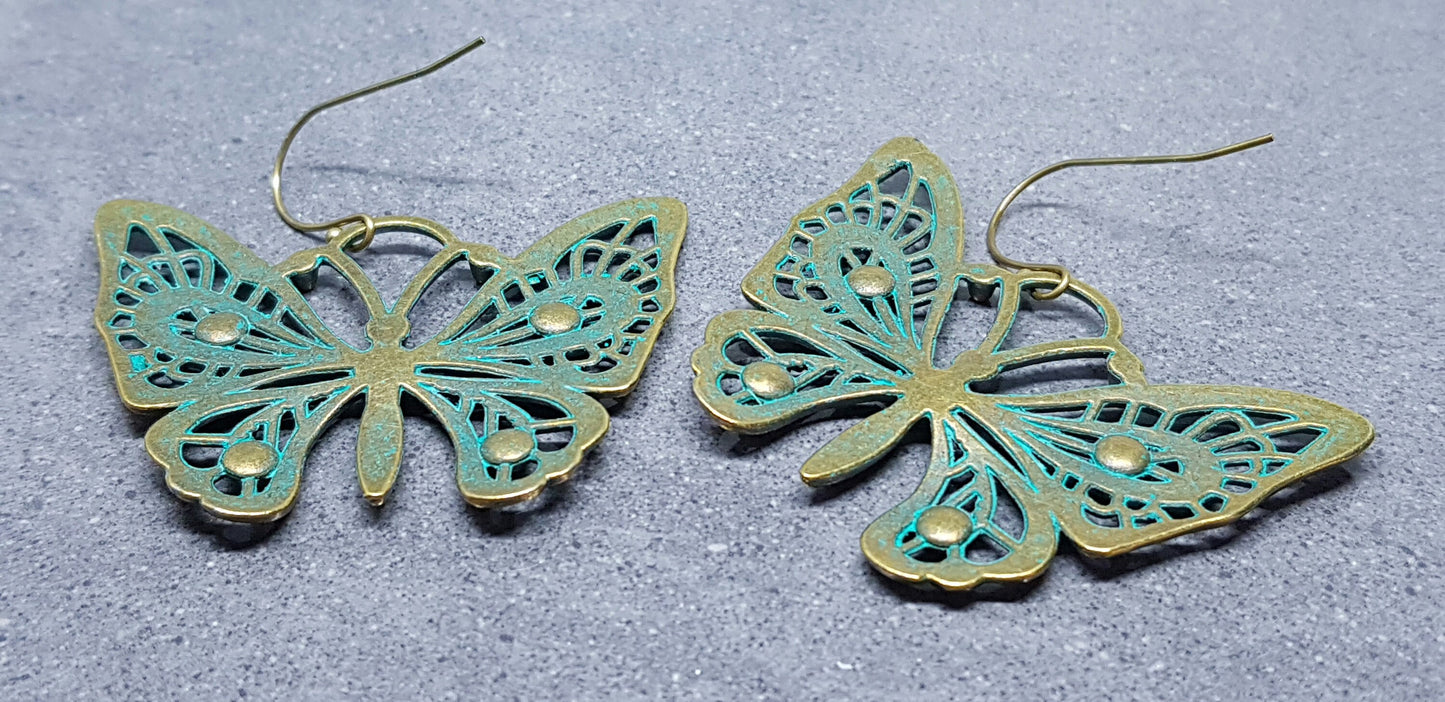 Antique Plated Butterfly Earrings