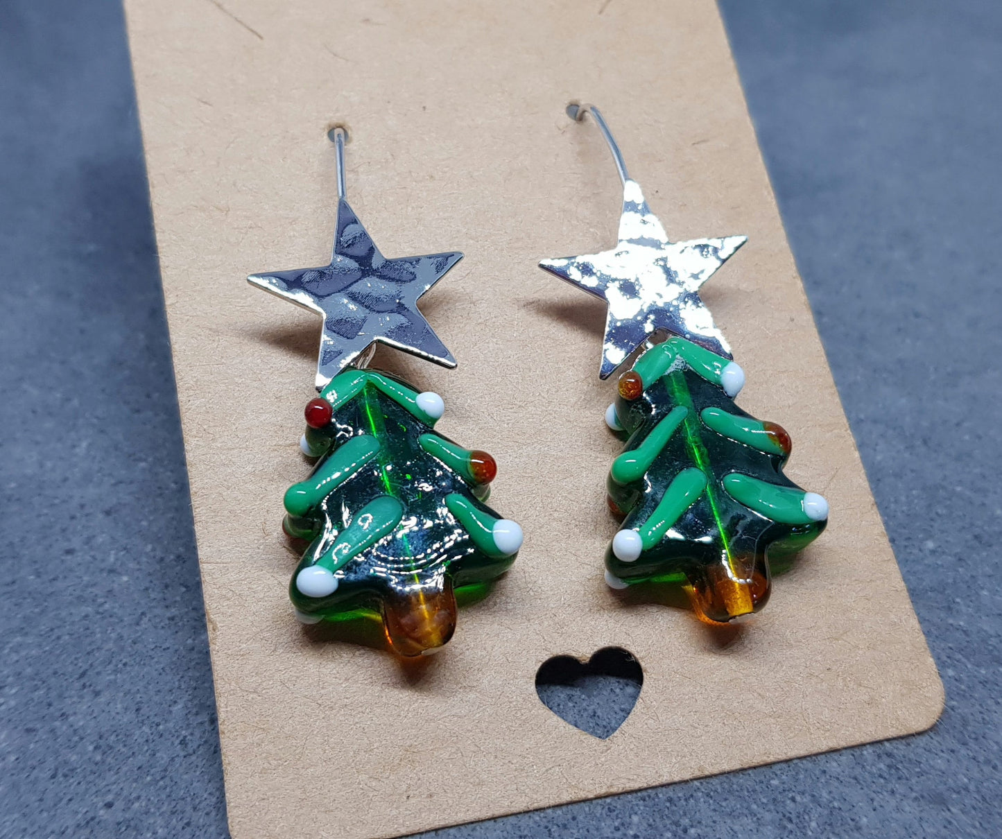 Glass Christmas Tree Earrings