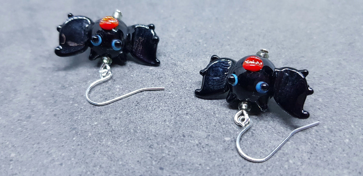 Glass Bat Earrings