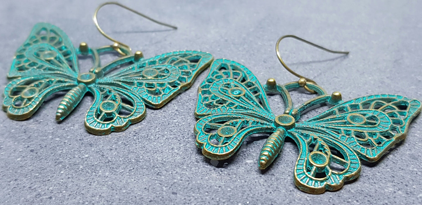 Antique Plated Butterfly Earrings