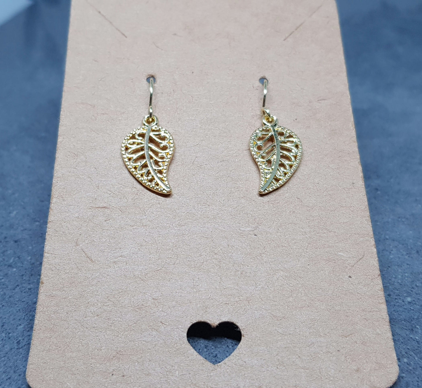 Gold Plated Filigree Leaf Earrings