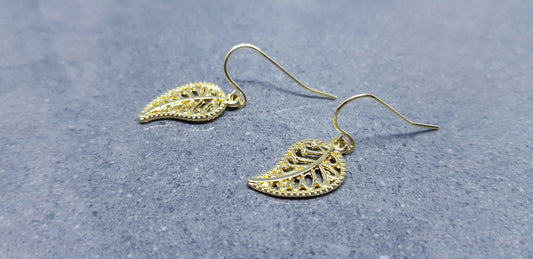 Gold Plated Filigree Leaf Earrings