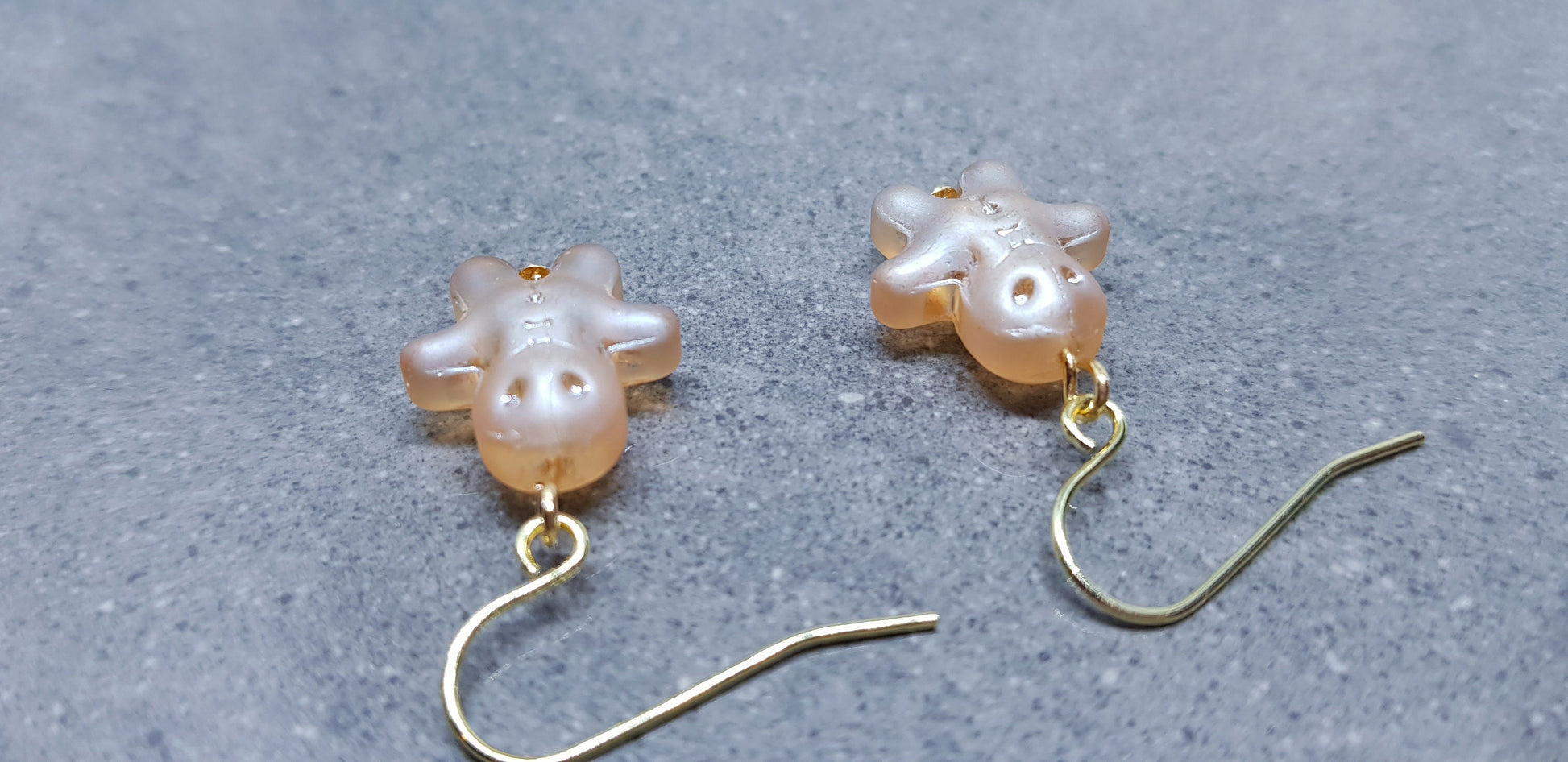 Glass Gingerbread Men Earrings, Hypoallergenic Ear Wires, Christmas Earrings, Festive Earrings, Seasonal Jewellery