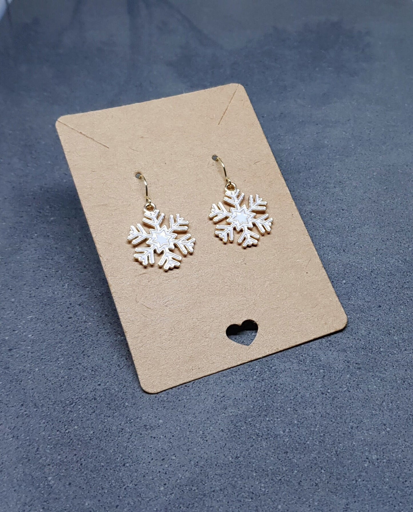 White Enamel Snowflake Earrings