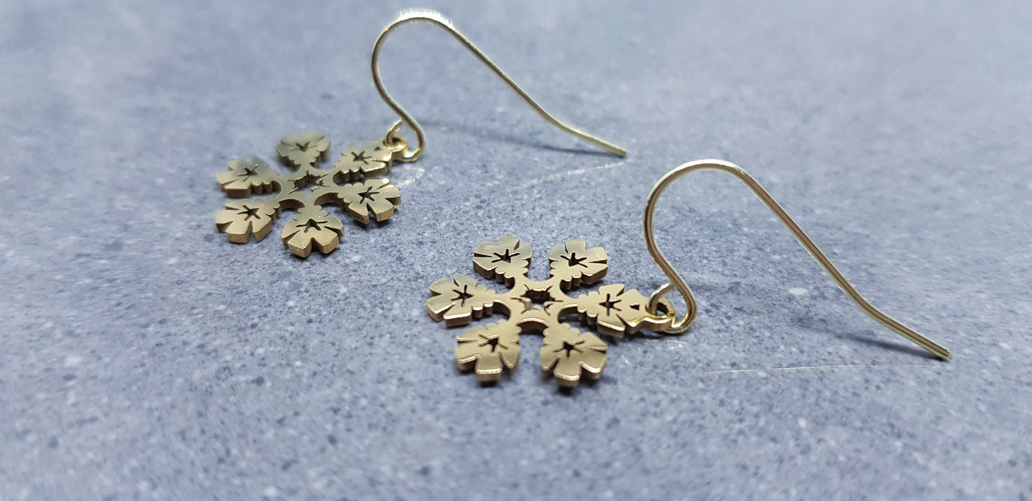 Snowflake Earrings, Christmas Earrings, Hypoallergenic Ear Wires, Festive Earrings, Stainless Steel, Winter Jewellery