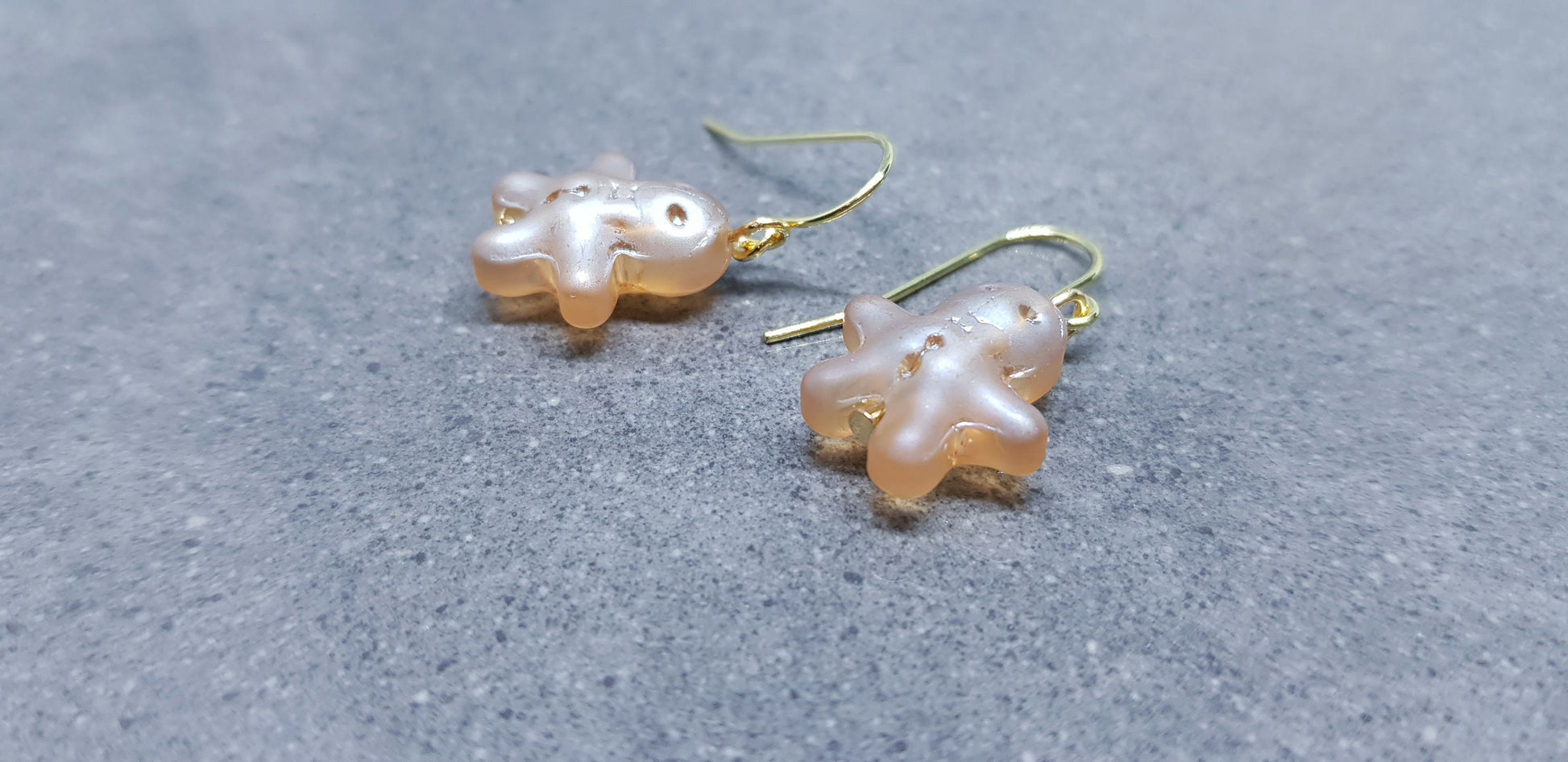 Glass Gingerbread Men Earrings, Hypoallergenic Ear Wires, Christmas Earrings, Festive Earrings, Seasonal Jewellery