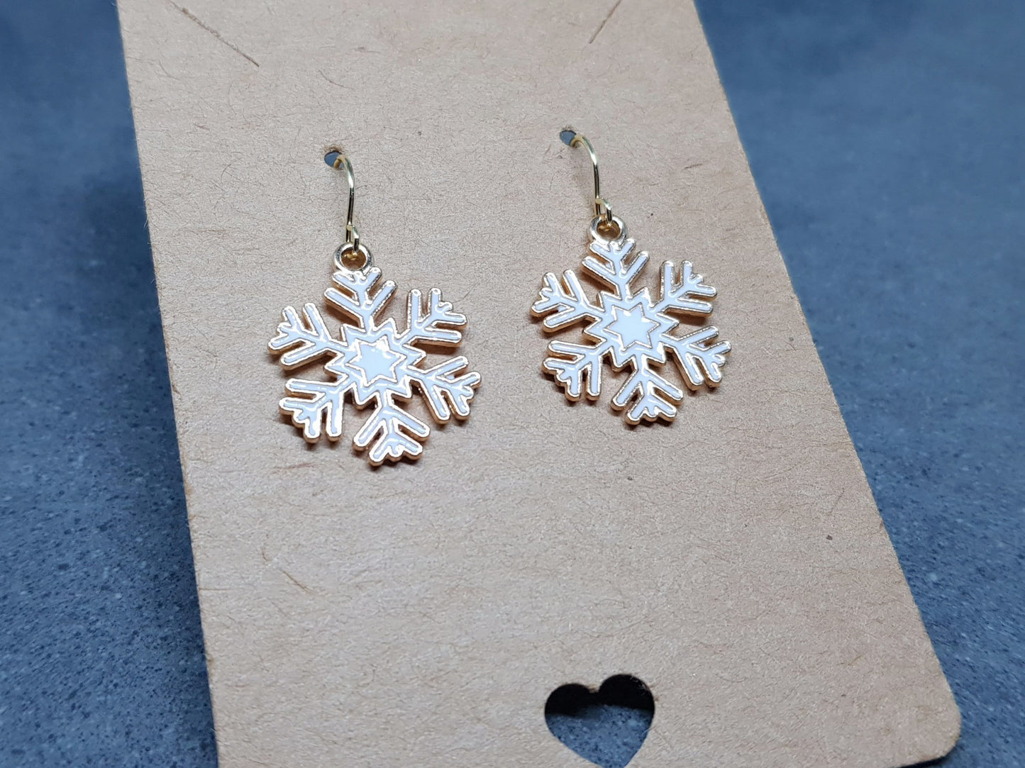 White Enamel Snowflake Earrings