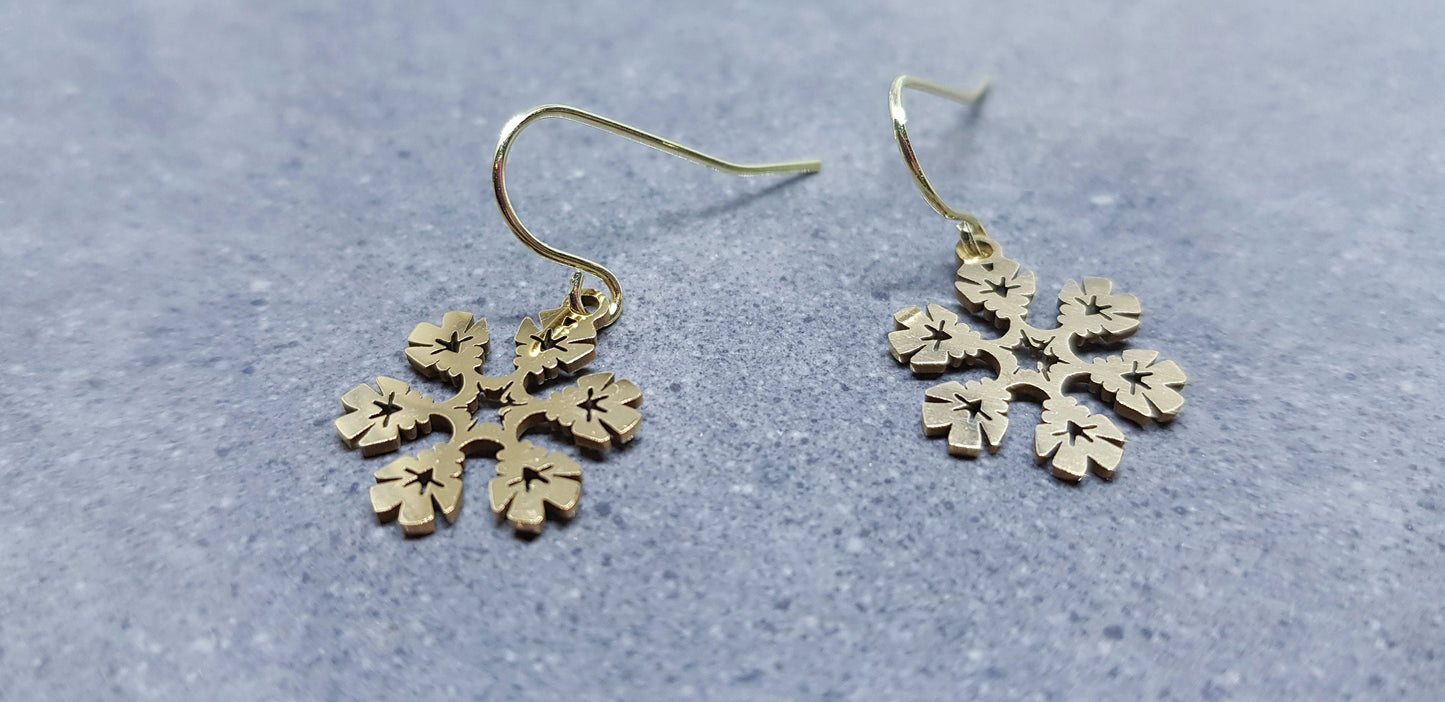 Snowflake Earrings, Christmas Earrings, Hypoallergenic Ear Wires, Festive Earrings, Stainless Steel, Winter Jewellery