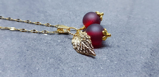 Glass Redcurrant Necklace, Fruit Necklace, Berry Necklace, Glass Jewelry, Fruit Jewelry