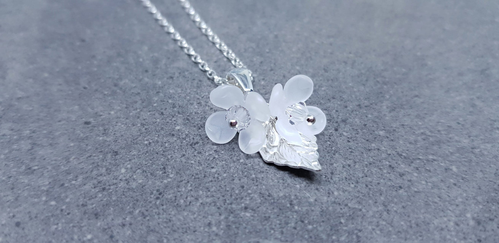 Flower Necklace, Clear PRIMERO Crystals®, White Blossom, Special Occasion Earrings, Crystal Flower Earrings, Matching Earrings Available